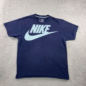 Nike T Shirt Men Large Graphic Spellout Y2K 90s Basketball Casual Retro Blue